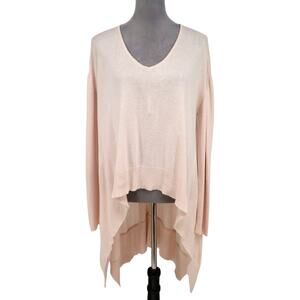 Sen Sweater Womens One Size Pale Pink Lightweight Hi Lo Hem Coastal Lagenlook